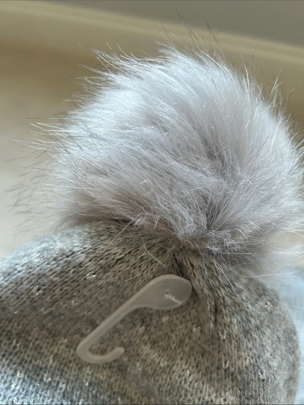 Ann Taylor Factory Silver Gray Knit Scarf and Hat with Pom
